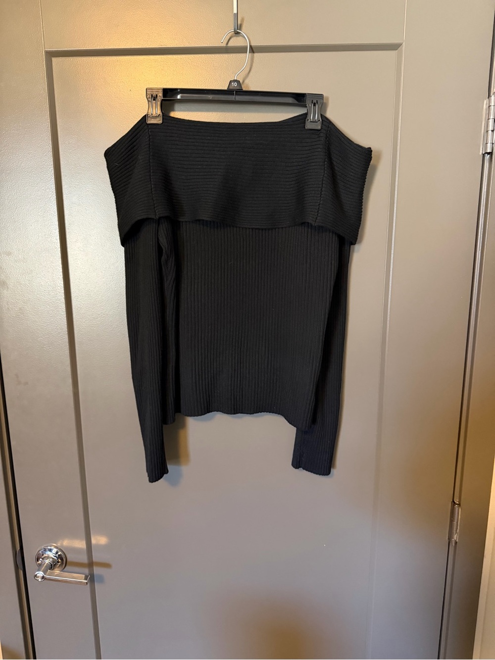 Banana Republic Off-Shoulder Ribbed Knit Sweater - Black - Picture 2 of 2